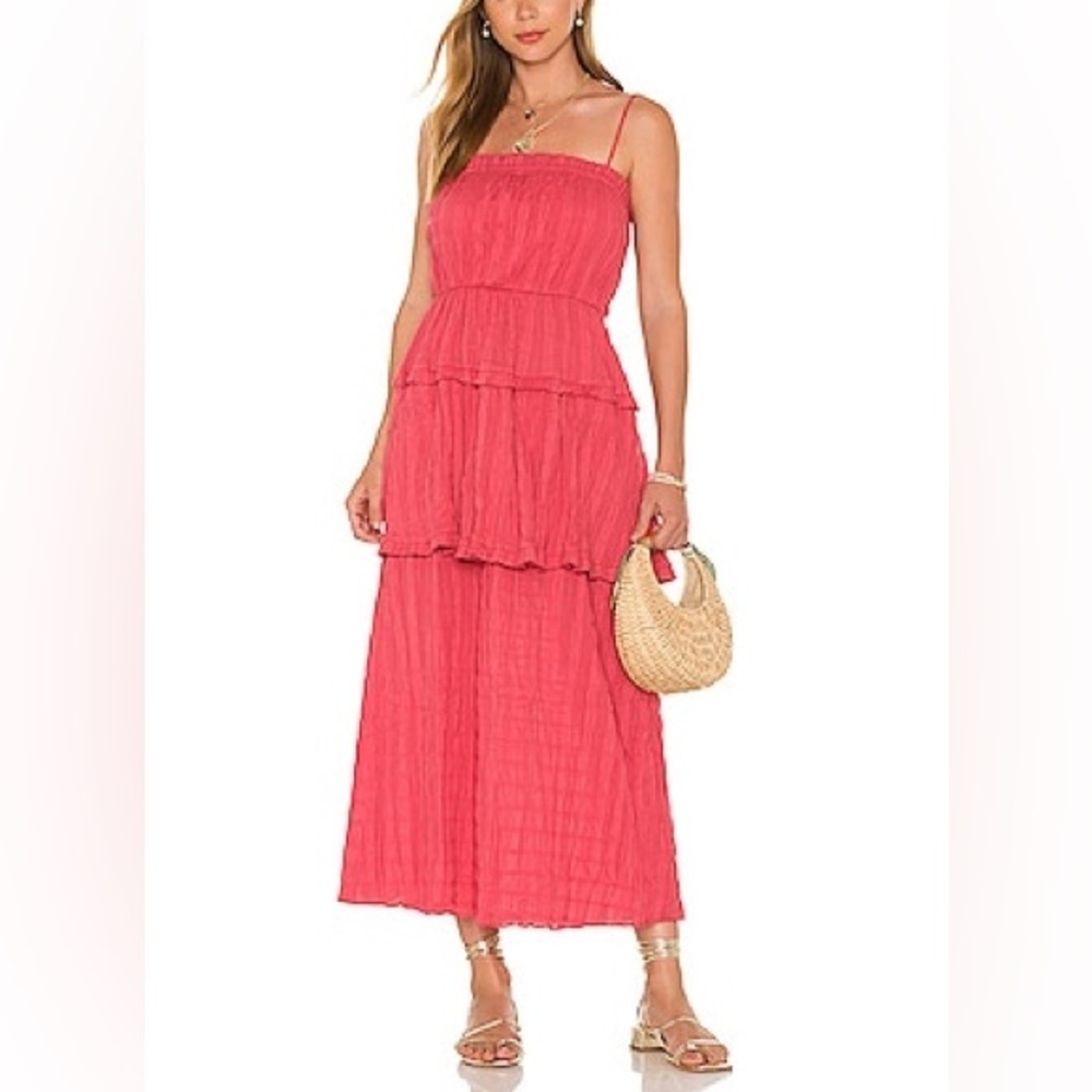 ELLIATT Utopian Sleeveless Tiered Summer Midi Dress Rosewood S